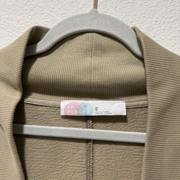 Free People Beach Ribbed Slouchy Oversized Open Front Cardigan Tan Size XS - Picture 2 of 9